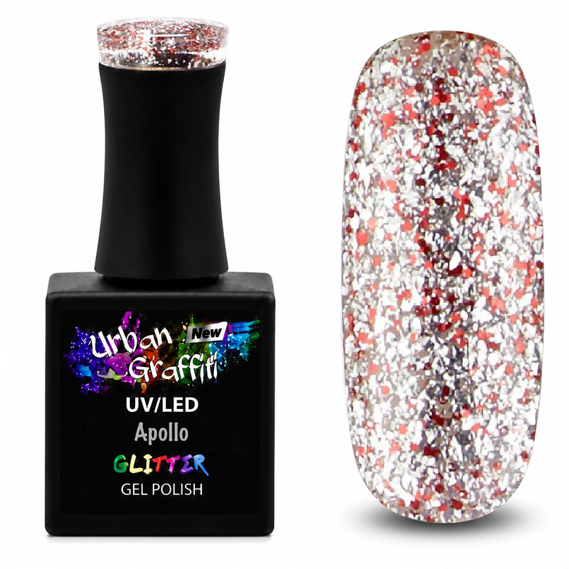 Apollo - UGGP-A0907 Urban Graffiti Kırmızı ve Gümüş Simli Jel Oje 15ml